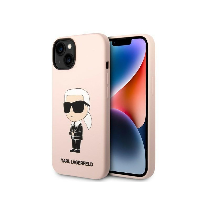 Karl Lagerfeld Silicone Ikonik MagSafe dėklas iPhone 14 Plus - rožinis