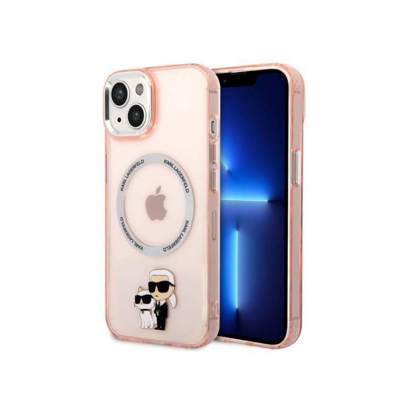 Karl Lagerfeld Iconic Karl&Choupette MagSafe dėklas iPhone 14 - rožinis Karl Lagerfeld Iconic Karl&Choupette MagSafe dėklas iPhone 14 - rožinis