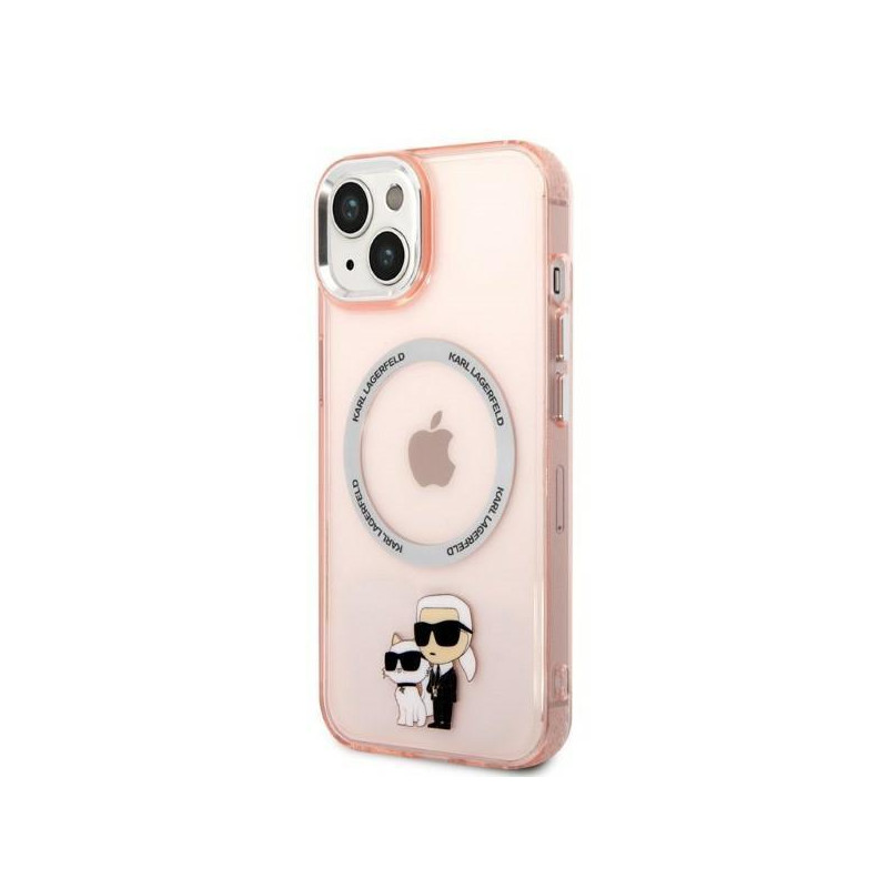 Karl Lagerfeld Iconic Karl&Choupette MagSafe dėklas iPhone 14 - rožinis