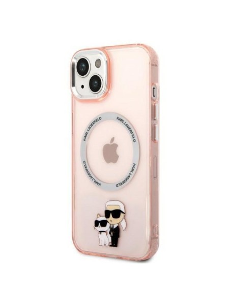 Karl Lagerfeld Iconic Karl&Choupette MagSafe dėklas iPhone 14 - rožinis