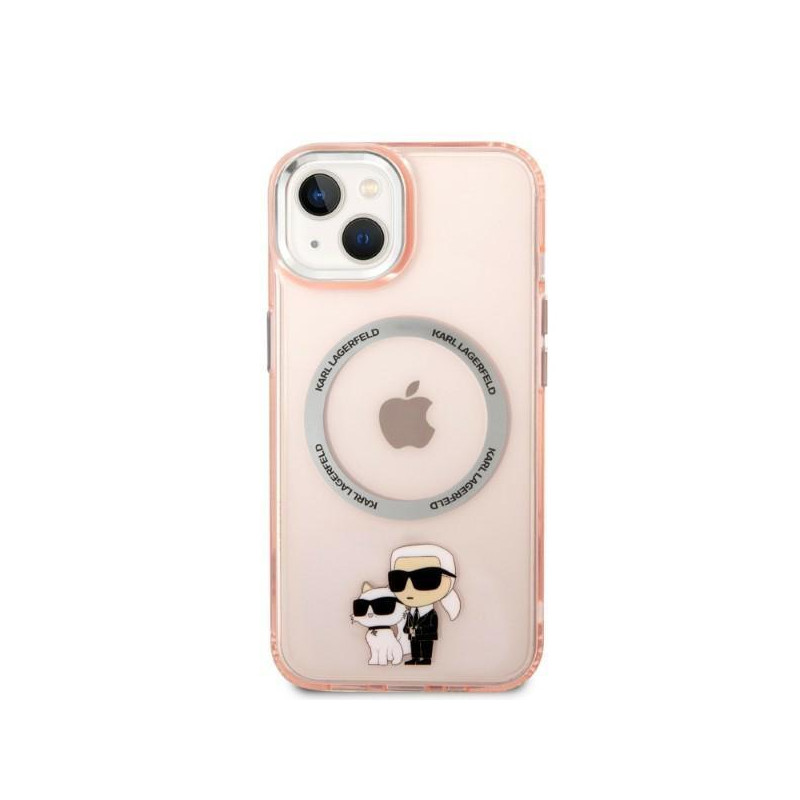 Karl Lagerfeld Iconic Karl&Choupette MagSafe dėklas iPhone 14 - rožinis