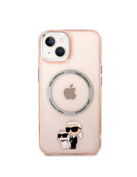Karl Lagerfeld Iconic Karl&Choupette MagSafe dėklas iPhone 14 - rožinis