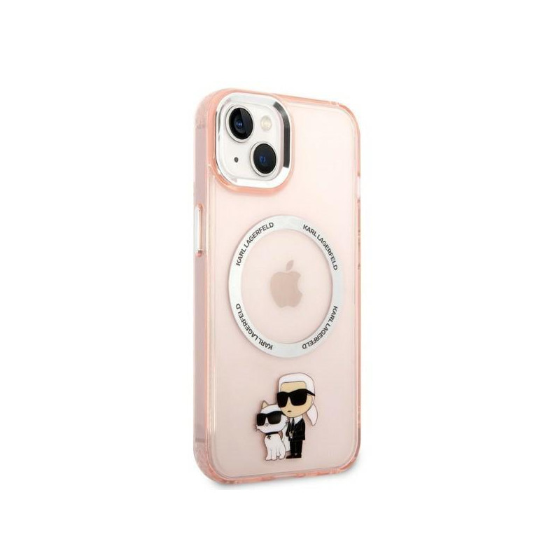 Karl Lagerfeld Iconic Karl&Choupette MagSafe dėklas iPhone 14 - rožinis