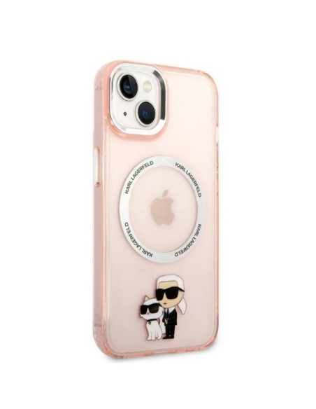Karl Lagerfeld Iconic Karl&Choupette MagSafe dėklas iPhone 14 - rožinis