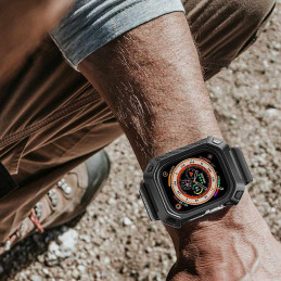 „Unicorn Beetle Pro“ lagaminų rinkinys ir grūdintas stiklas, skirtas „Apple Watch Ultra“ (49 mm) – juodas