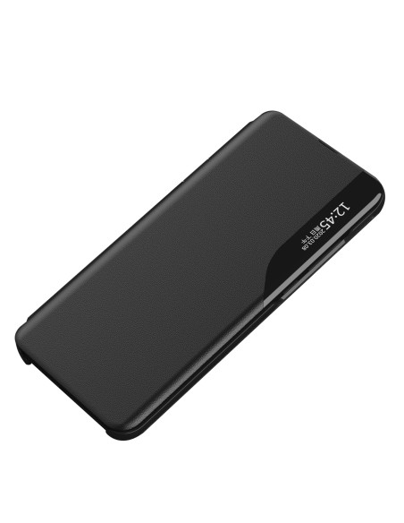 Eco Leather View dėklas, skirtas Samsung Galaxy A54 5G su atverčiamu stovu, juodas