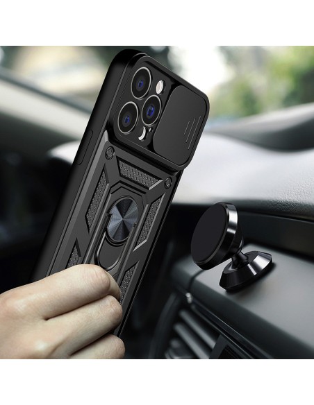 Hybrid Armor Camshield dėklas, skirtas Realme 10 Pro+ šarvuotas dangtelis su juodu fotoaparato dangteliu