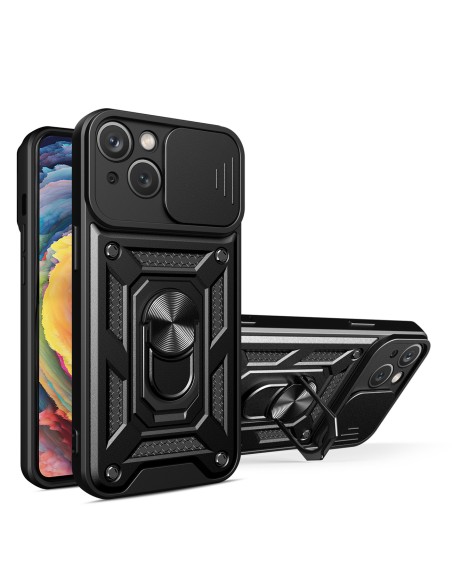 Hybrid Armor Camshield dėklas, skirtas Realme 10 Pro šarvuotas dangtelis su fotoaparato dangteliu, juodas