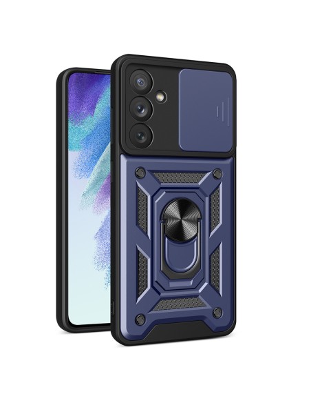 Hibridinis šarvų kameros skydo dėklas, skirtas Samsung Galaxy A54 5G šarvuotam dangčiui su fotoaparato apsauga mėlyna Hibridinis šarvų kameros skydo dėklas, skirtas Samsung Galaxy A54 5G šarvuotam dangčiui su fotoaparato apsauga mėlyna