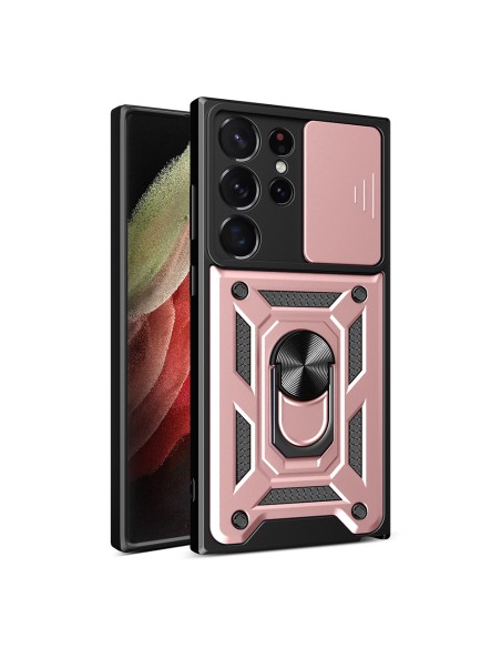 Hybrid Armor Camshield Dėklas, skirtas Samsung Galaxy S23 Ultra Armored Cover with Camera Protector Pink Hybrid Armor Camshield Dėklas, skirtas Samsung Galaxy S23 Ultra Armored Cover with Camera Protector Pink