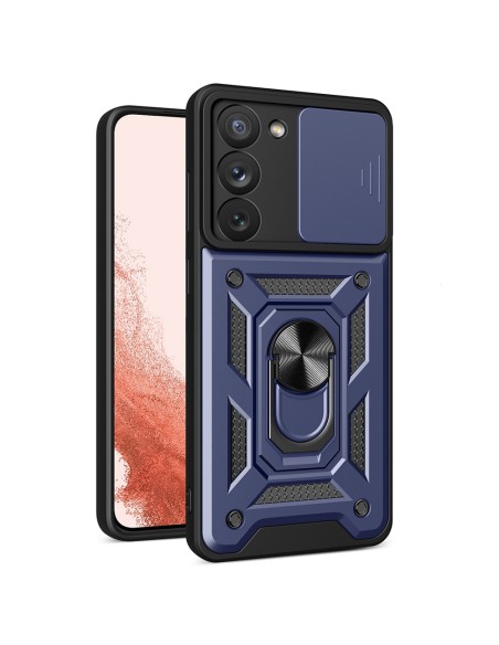Hybrid Armor Camshield dėklas, skirtas Samsung Galaxy S23+ šarvuotas dangtelis su fotoaparato dangteliu mėlynos spalvos Hybrid Armor Camshield dėklas, skirtas Samsung Galaxy S23+ šarvuotas dangtelis su fotoaparato dangteliu mėlynos spalvos