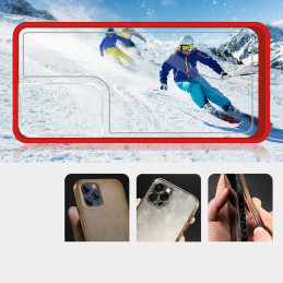 Skaidrus 3in1 dėklas skirtas Samsung Galaxy S23 Ultra silikoninis dangtelis su raudonu rėmeliu