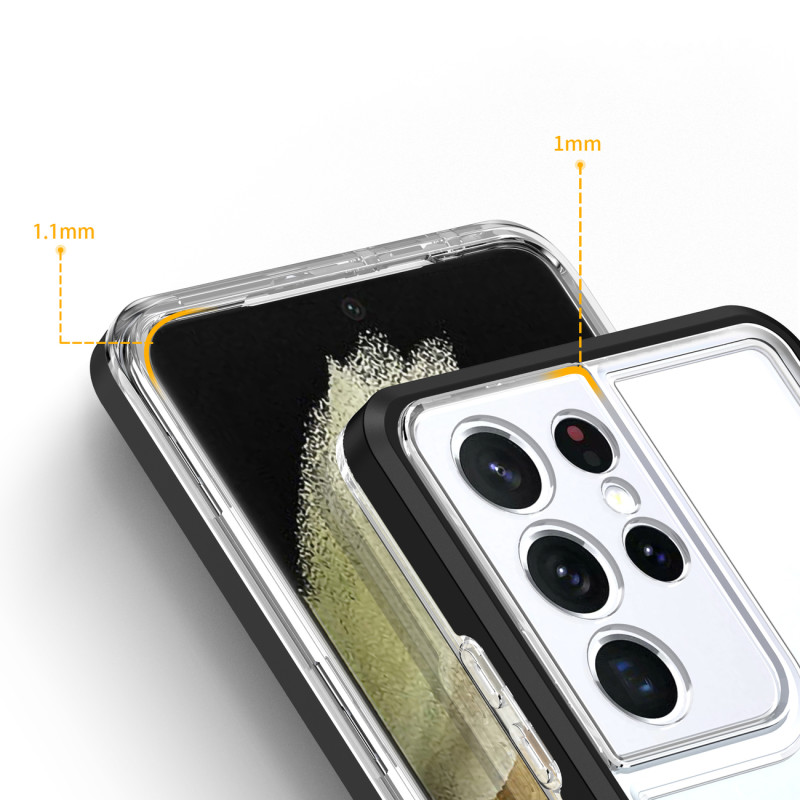 Skaidrus 3in1 dėklas skirtas Samsung Galaxy S23 Ultra silikoninis dangtelis su juodu rėmeliu
