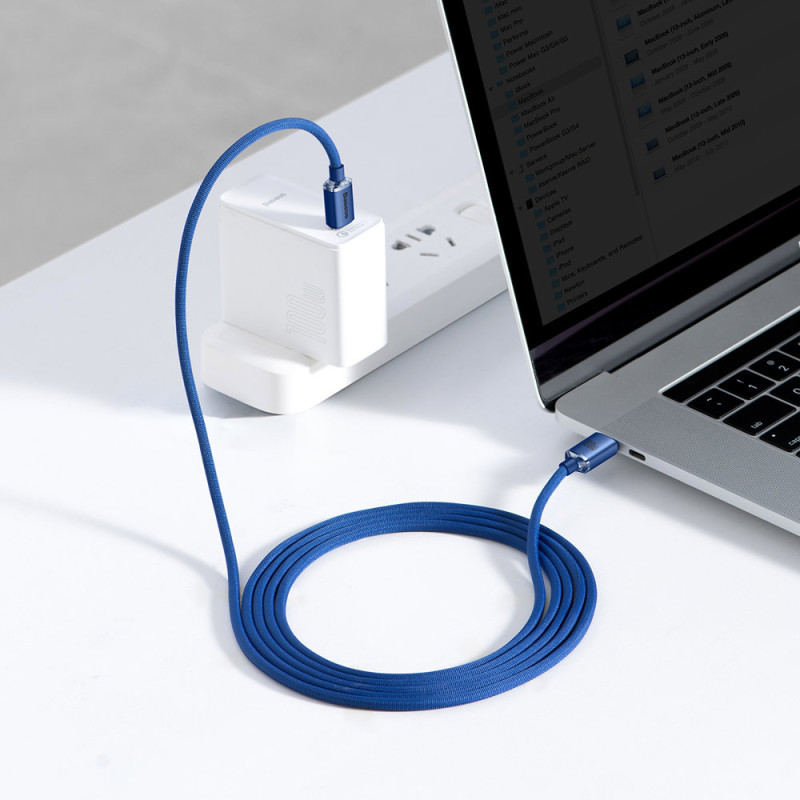 Kabelio laidas greitam įkrovimui ir duomenų perdavimui USB-C USB-C 100W 2m mėlynas