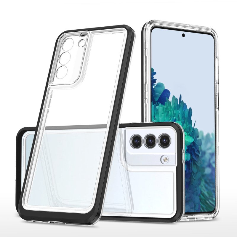 Skaidrus 3in1 dėklas Samsung Galaxy S23+ silikoninis dangtelis su rėmeliu, juodas Skaidrus 3in1 dėklas Samsung Galaxy S23+ silikoninis dangtelis su rėmeliu, juodas