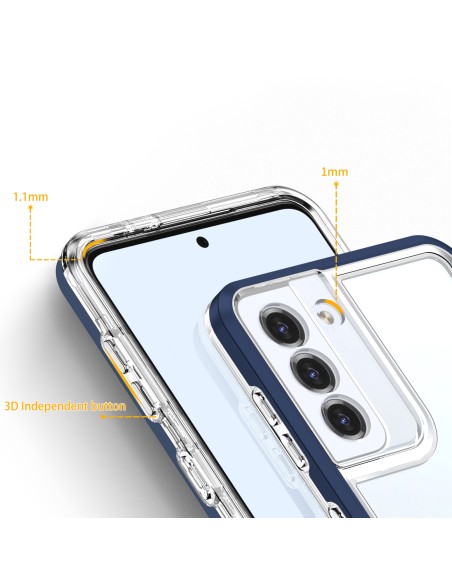 Skaidrus 3in1 dėklas skirtas Samsung Galaxy S23 silikoninis dangtelis su mėlynu rėmeliu