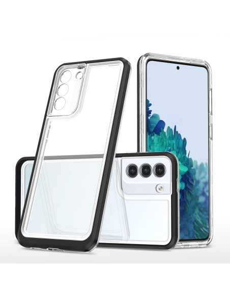 Skaidrus 3in1 dėklas Samsung Galaxy S23 silikoninis dangtelis su rėmeliu, juodas Skaidrus 3in1 dėklas Samsung Galaxy S23 silikoninis dangtelis su rėmeliu, juodas