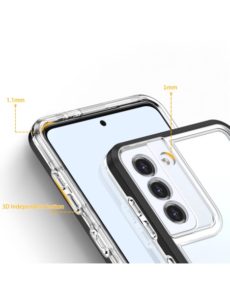 Skaidrus 3in1 dėklas Samsung Galaxy S23 silikoninis dangtelis su rėmeliu, juodas Skaidrus 3in1 dėklas Samsung Galaxy S23 silikoninis dangtelis su rėmeliu, juodas
