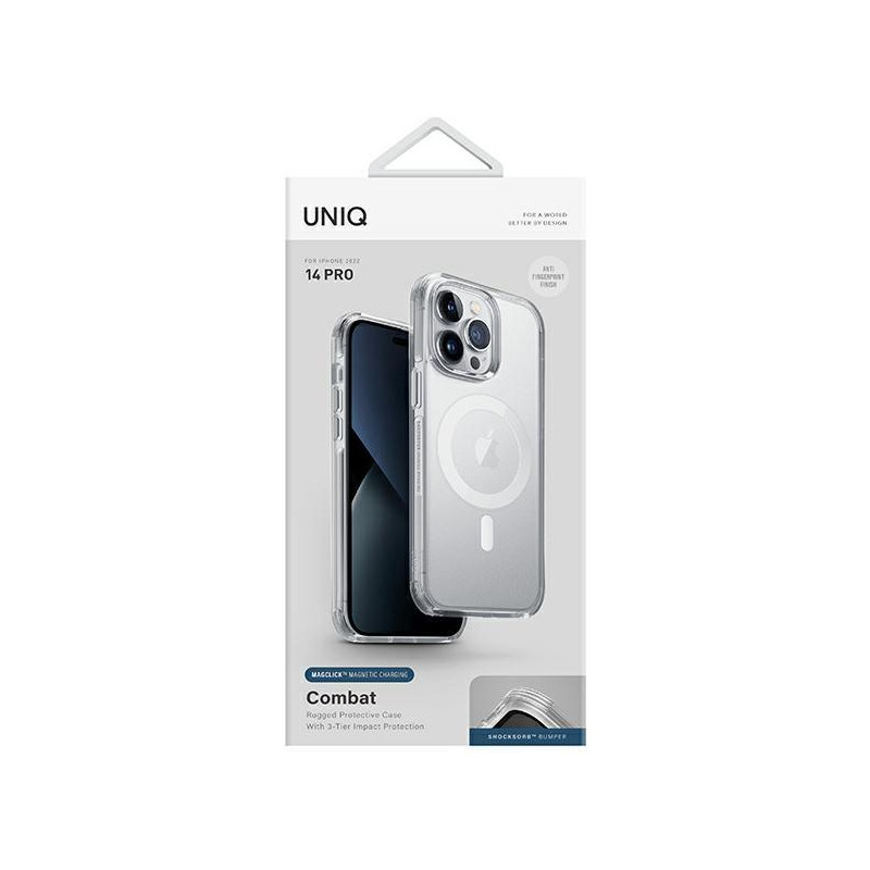UNIQ Combat Magclick įkrovimo dėklas iPhone 14 Pro - skaidrus