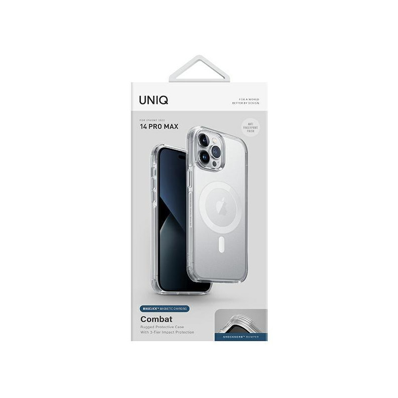 UNIQ Combat Magclick įkrovimo dėklas, skirtas iPhone 14 Pro Max - skaidrus