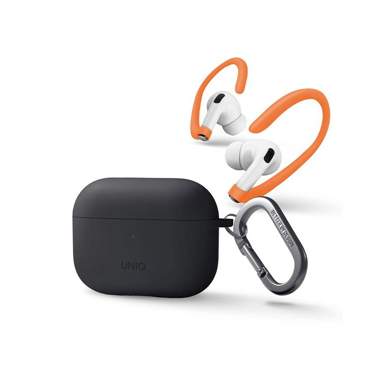 Uniq Nexo dėklas, skirtas AirPods Pro 2 + ausų kabliukai - pilka