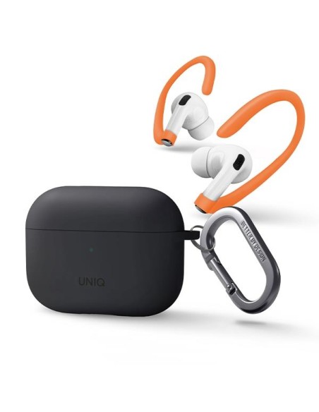 Uniq Nexo dėklas, skirtas AirPods Pro 2 + ausų kabliukai - pilka Uniq Nexo dėklas, skirtas AirPods Pro 2 + ausų kabliukai - pilka