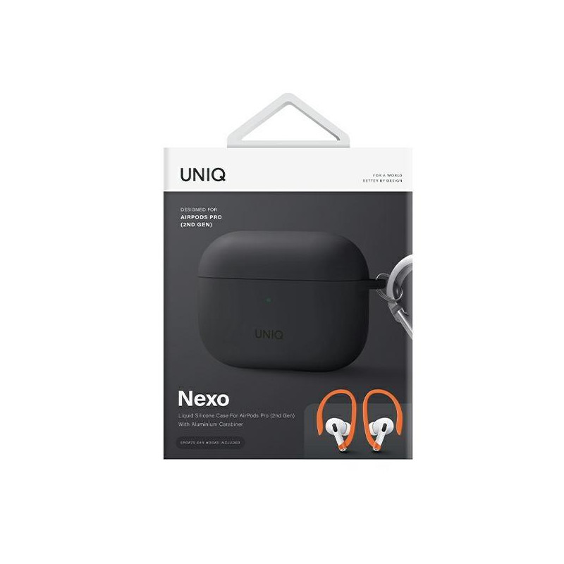 Uniq Nexo dėklas, skirtas AirPods Pro 2 + ausų kabliukai - pilka