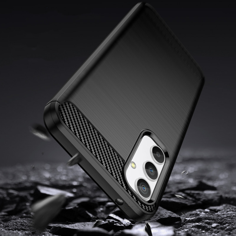 Carbon Case dėklas Samsung Galaxy A34 5G lankstus silikoninis anglies dangtelis juodas