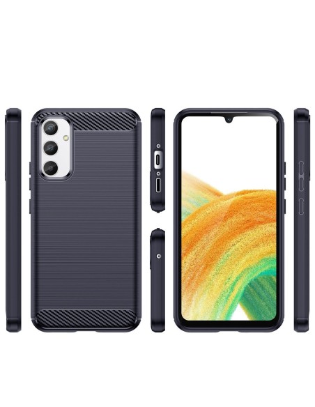 Carbon Case dėklas Samsung Galaxy A54 5G lankstus silikoninis anglies dangtelis mėlynas Carbon Case dėklas Samsung Galaxy A54 5G lankstus silikoninis anglies dangtelis mėlynas