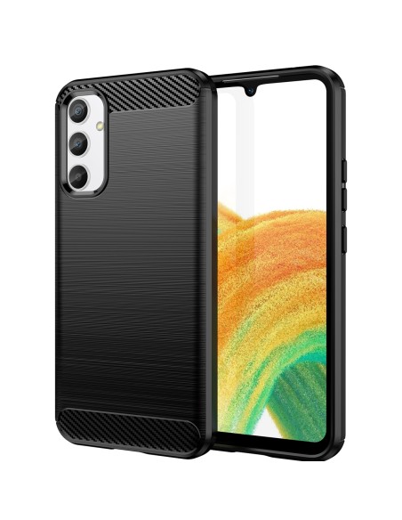 Carbon Case dėklas Samsung Galaxy A04e lankstus silikoninis anglies dangtelis juodas