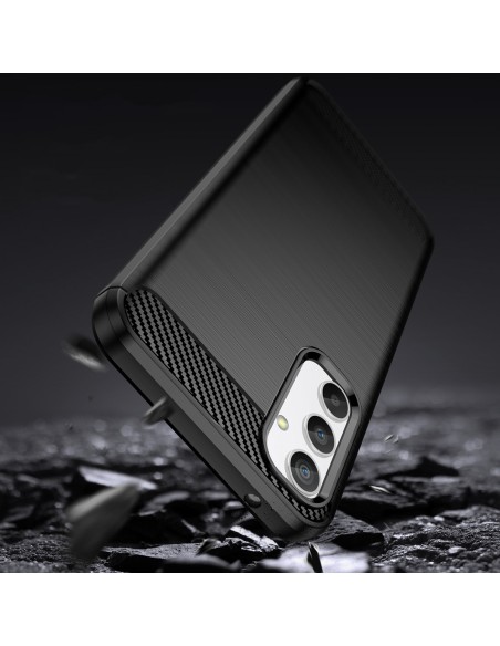 Carbon Case dėklas Samsung Galaxy A04e lankstus silikoninis anglies dangtelis juodas