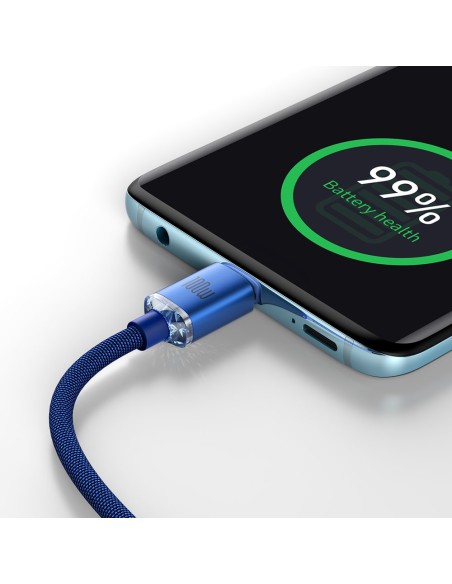 Kabelio laidas greitam įkrovimui ir duomenų perdavimui USB-C USB-C 100W 2m mėlynas Kabelio laidas greitam įkrovimui ir duomenų perdavimui USB-C USB-C 100W 2m mėlynas