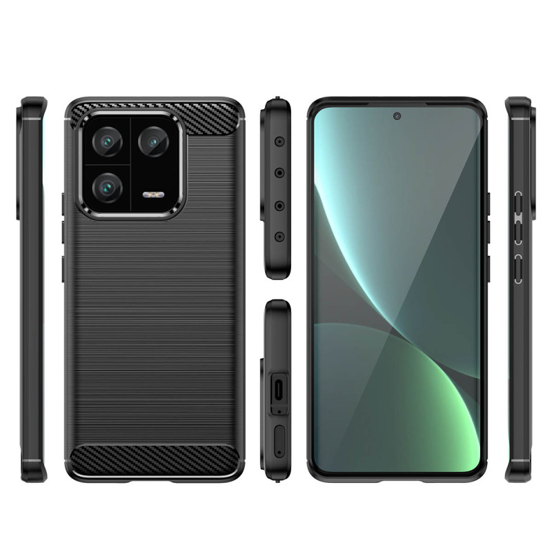Carbon Case dėklas Xiaomi 13 Pro lankstus silikoninis anglies dangtelis juodas