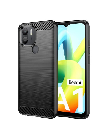Carbon Case dėklas Xiaomi Redmi A1+ lankstus silikoninis anglies dangtelis juodas Carbon Case dėklas Xiaomi Redmi A1+ lankstus silikoninis anglies dangtelis juodas