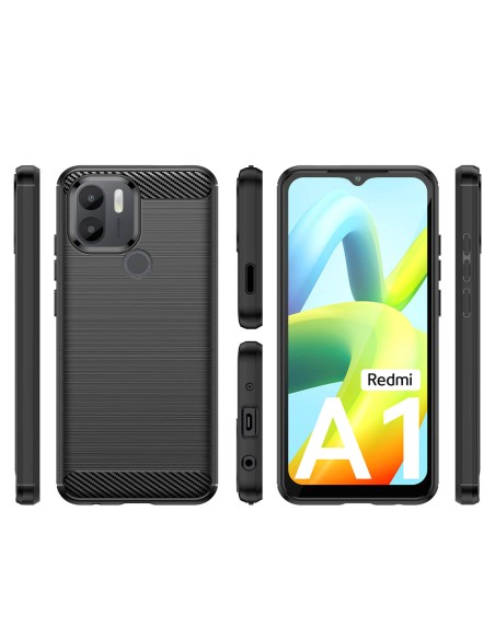 Carbon Case dėklas Xiaomi Redmi A1+ lankstus silikoninis anglies dangtelis juodas Carbon Case dėklas Xiaomi Redmi A1+ lankstus silikoninis anglies dangtelis juodas