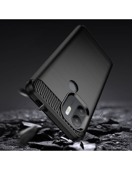 Carbon Case dėklas Xiaomi Redmi A1+ lankstus silikoninis anglies dangtelis juodas Carbon Case dėklas Xiaomi Redmi A1+ lankstus silikoninis anglies dangtelis juodas