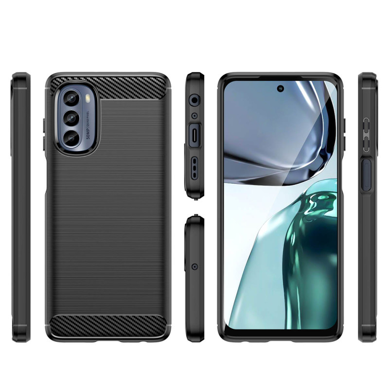 Anglies dėklas, skirtas Motorola Moto G62 5G lankstus silikoninis anglies dangtelis juodas