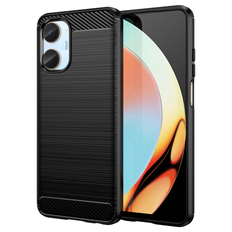 Carbon Case dėklas Realme 10 lanksčiam silikoniniam anglies dangčiui juodas