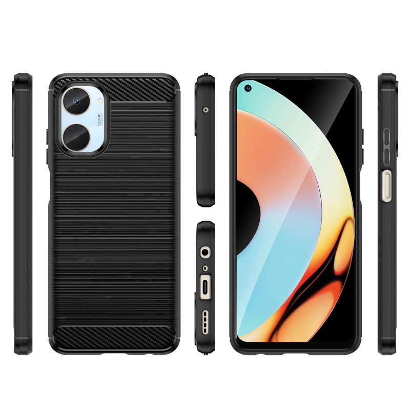 Carbon Case dėklas Realme 10 lanksčiam silikoniniam anglies dangčiui juodas
