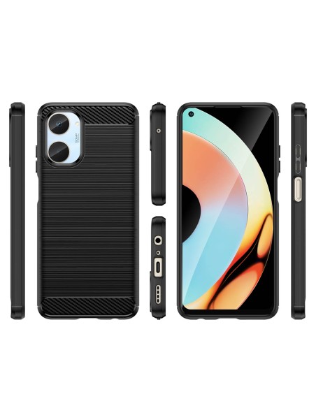 Carbon Case dėklas Realme 10 lanksčiam silikoniniam anglies dangčiui juodas Carbon Case dėklas Realme 10 lanksčiam silikoniniam anglies dangčiui juodas