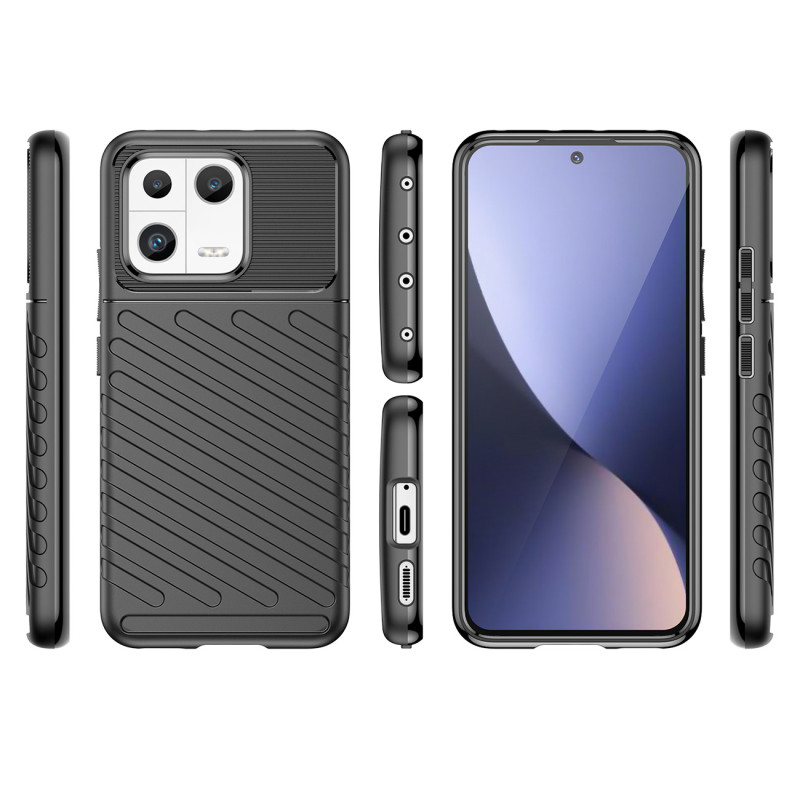 Thunder Case dėklas Xiaomi 13 silikoniniu šarvuotu dangteliu, juodas
