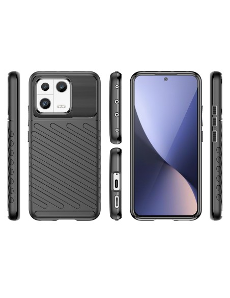 Thunder Case dėklas Xiaomi 13 silikoniniu šarvuotu dangteliu, juodas Thunder Case dėklas Xiaomi 13 silikoniniu šarvuotu dangteliu, juodas