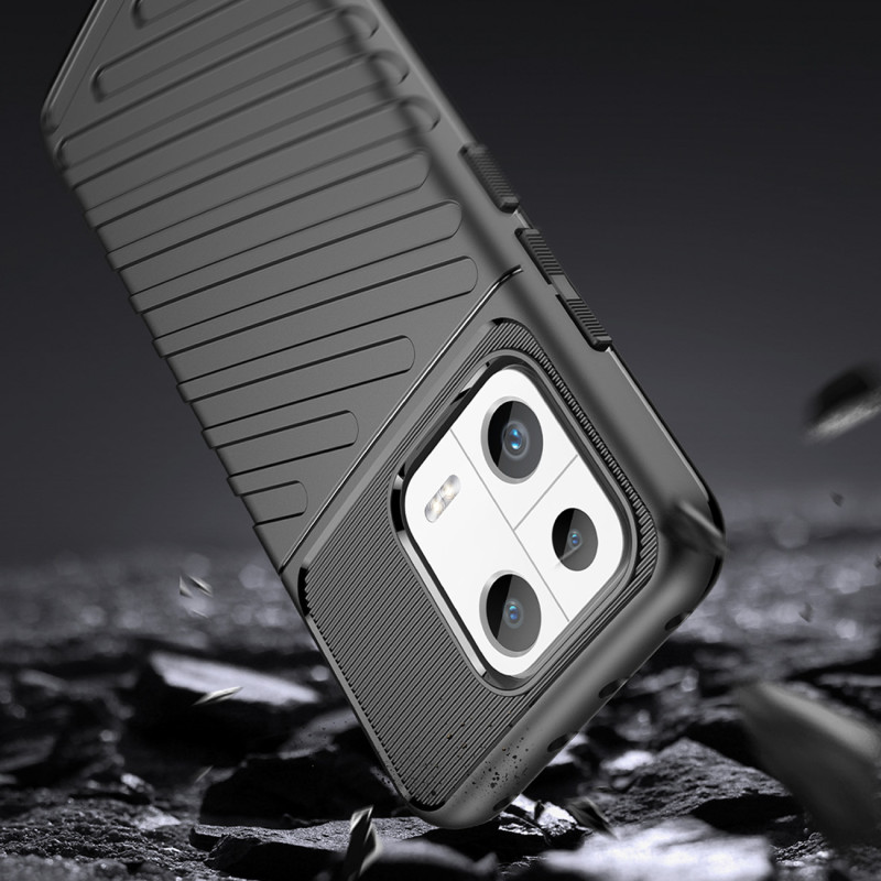 Thunder Case dėklas Xiaomi 13 silikoniniu šarvuotu dangteliu, juodas