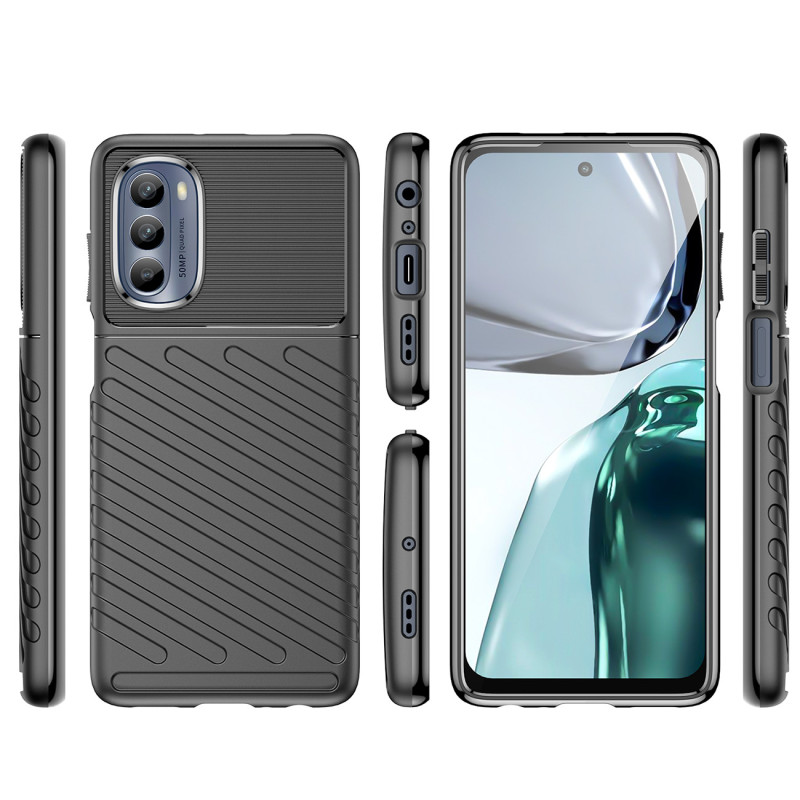 Thunder Case dėklas Motorola Moto G62 5G silikoniniu šarvuotu dangteliu juodas