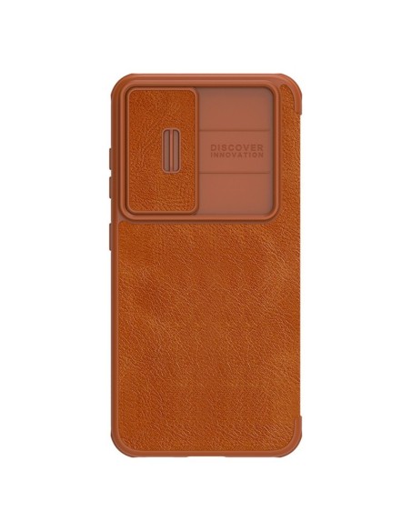 Nillkin Qin Leather Pro Case Dėklas, skirtas Samsung Galaxy S23+ dangtelis su apverčiama kameros apsauga, ruda Nillkin Qin Leather Pro Case Dėklas, skirtas Samsung Galaxy S23+ dangtelis su apverčiama kameros apsauga, ruda