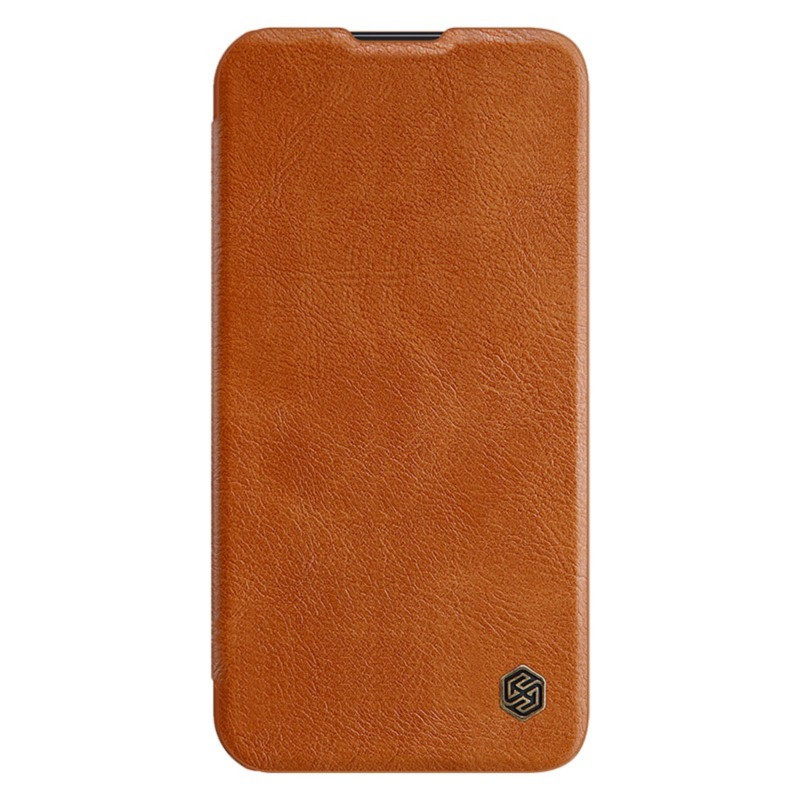 Nillkin Qin Leather Pro Case Dėklas, skirtas Samsung Galaxy S23+ dangtelis su apverčiama kameros apsauga, ruda