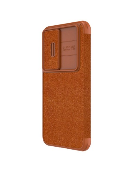 Nillkin Qin Leather Pro Case Dėklas, skirtas Samsung Galaxy S23+ dangtelis su apverčiama kameros apsauga, ruda Nillkin Qin Leather Pro Case Dėklas, skirtas Samsung Galaxy S23+ dangtelis su apverčiama kameros apsauga, ruda