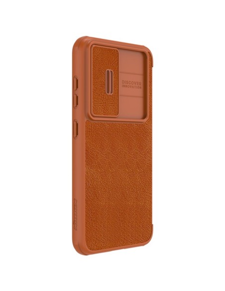 Nillkin Qin Leather Pro Case Dėklas, skirtas Samsung Galaxy S23+ dangtelis su apverčiama kameros apsauga, ruda Nillkin Qin Leather Pro Case Dėklas, skirtas Samsung Galaxy S23+ dangtelis su apverčiama kameros apsauga, ruda
