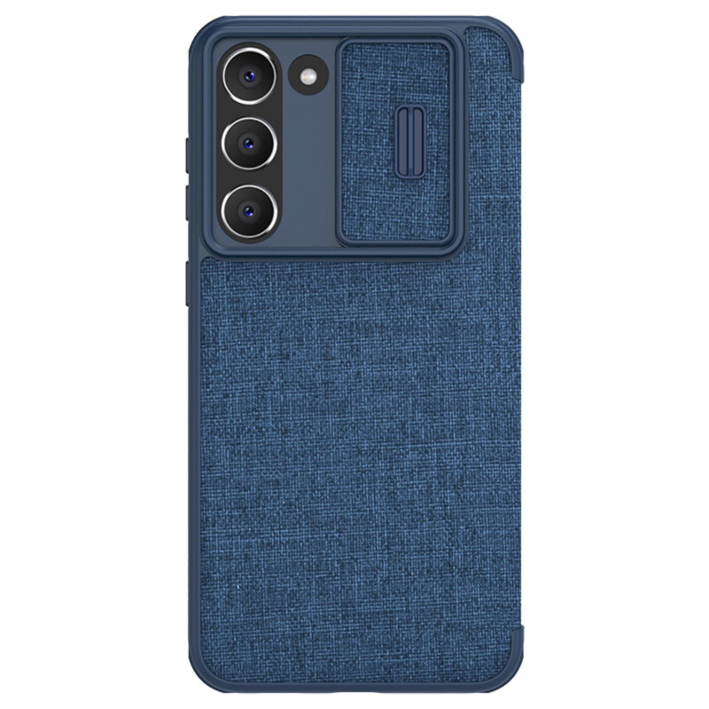 Nillkin Qin Cloth Pro Case Case Dėklas, skirtas Samsung Galaxy S23+ Dangtelis su Flip Camera Protector Blue