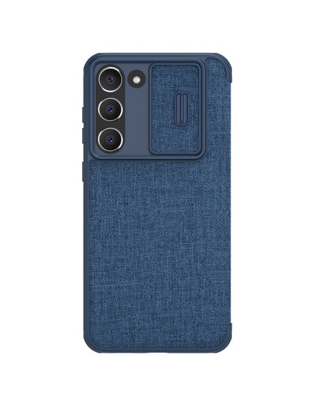 Nillkin Qin Cloth Pro Case Case Dėklas, skirtas Samsung Galaxy S23+ Dangtelis su Flip Camera Protector Blue